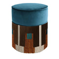 CYLINDER WOOD POUF WITH GEOMETRIC FRINGE