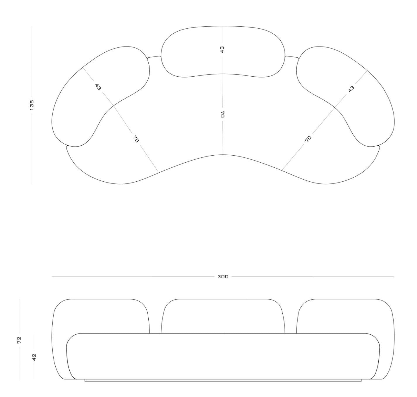 Tateyama X seater curved sofa
