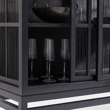 Highland Black Cabinet with Sliding Doors